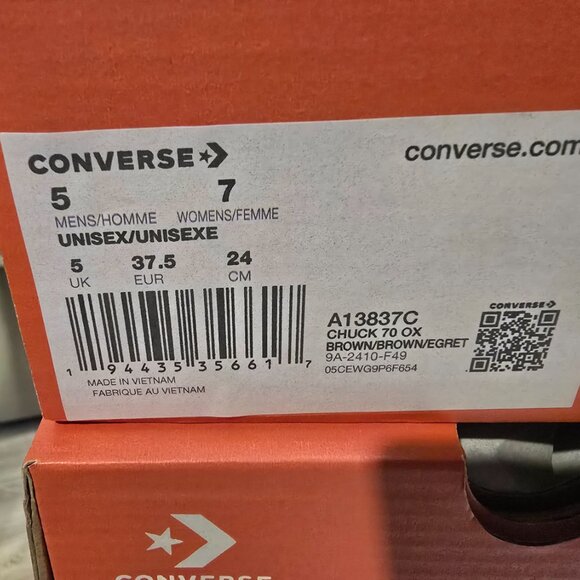 Converse Chuck Taylor 70 Ox Pony Hair Brown Egret Women's Size 7 A13837C NEW - Picture 9 of 13